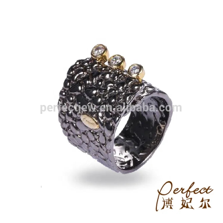 Fancy Black Ring 925 Sterling Silver Ring Jewelry for Party
