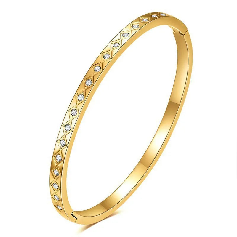 REBEL Stainless Inoxydable Stainless Steel 18K Gold Plated Roman Women Fashion Jewelry Bracelets Bangles