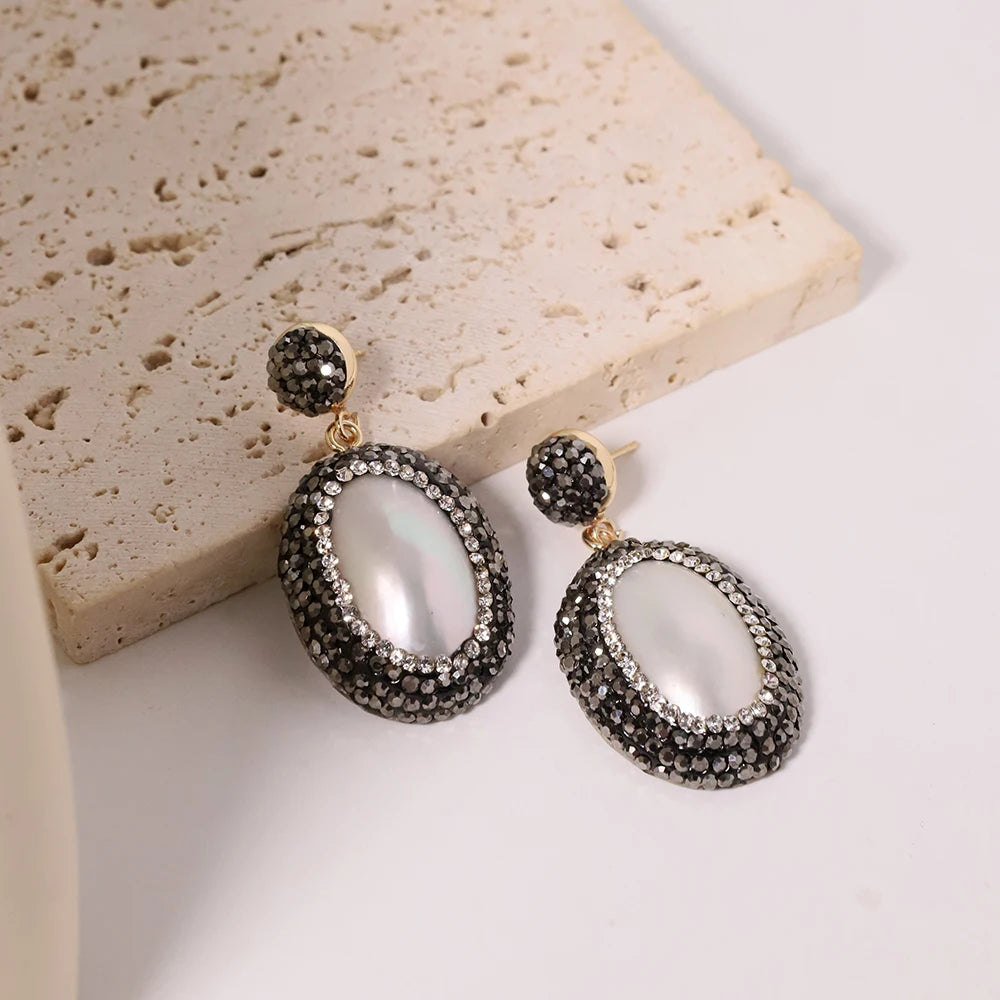 Natural Freshwater Pearls Multi Color Mud Inlaid Earrings Sparkling Zircon Embellishments Earrings Wedding Gifts for Women