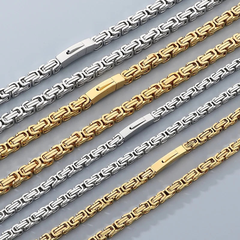 REBEL European American Unique Punk Trendy Vacuum Plated Stainless Steel Imperial Chain Magnetic Buckle Men's Bracelet Set
