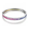 Gemfiori Anster Factory Price Trendy Princess Tennis Bracelet S925 Silver Hand Chain with Colored Sapphire Gemstones Fashion Bracelet