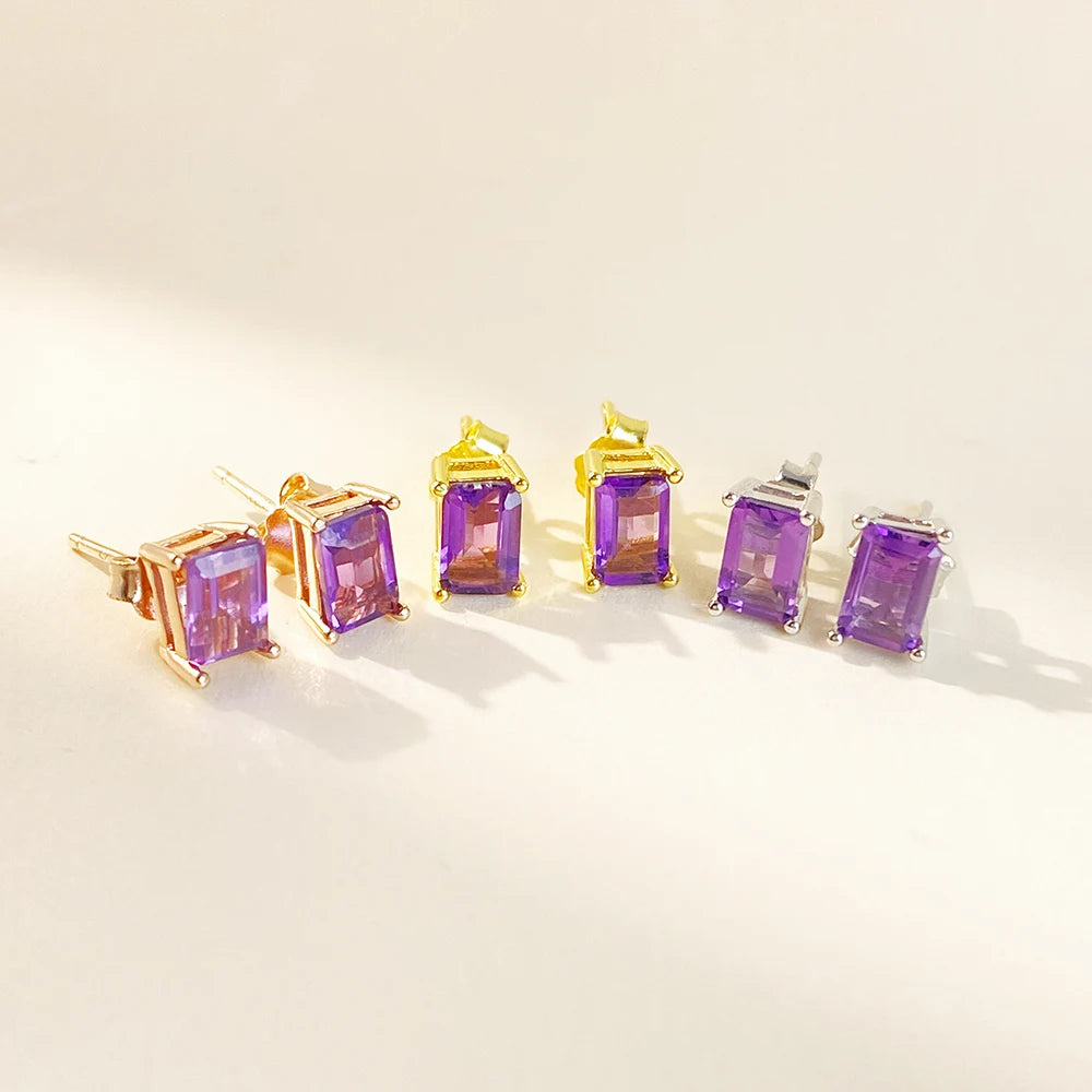 Gioiellieri Custom Fashion Cute Earrings for Girls Summer Natural Amethyst Design Inspired 925 Sterling Silver Gold for Anniversary Gift
