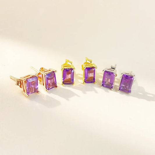 Gioiellieri Custom Fashion Cute Earrings for Girls Summer Natural Amethyst Design Inspired 925 Sterling Silver Gold for Anniversary Gift