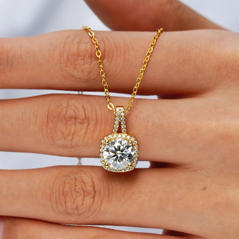 ArtistA Adodo Custom Factory Jewelry Set 18k Gold Plated Fashion Classical S925 Silver 1ct Moissanite Necklace Earrings Set for Women