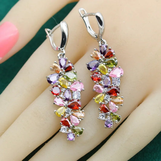 Wholesale Custom 925 Silver Drop Earrings for Women Fashionable Wedding Jewelry with Zircon Ladies Gift Set