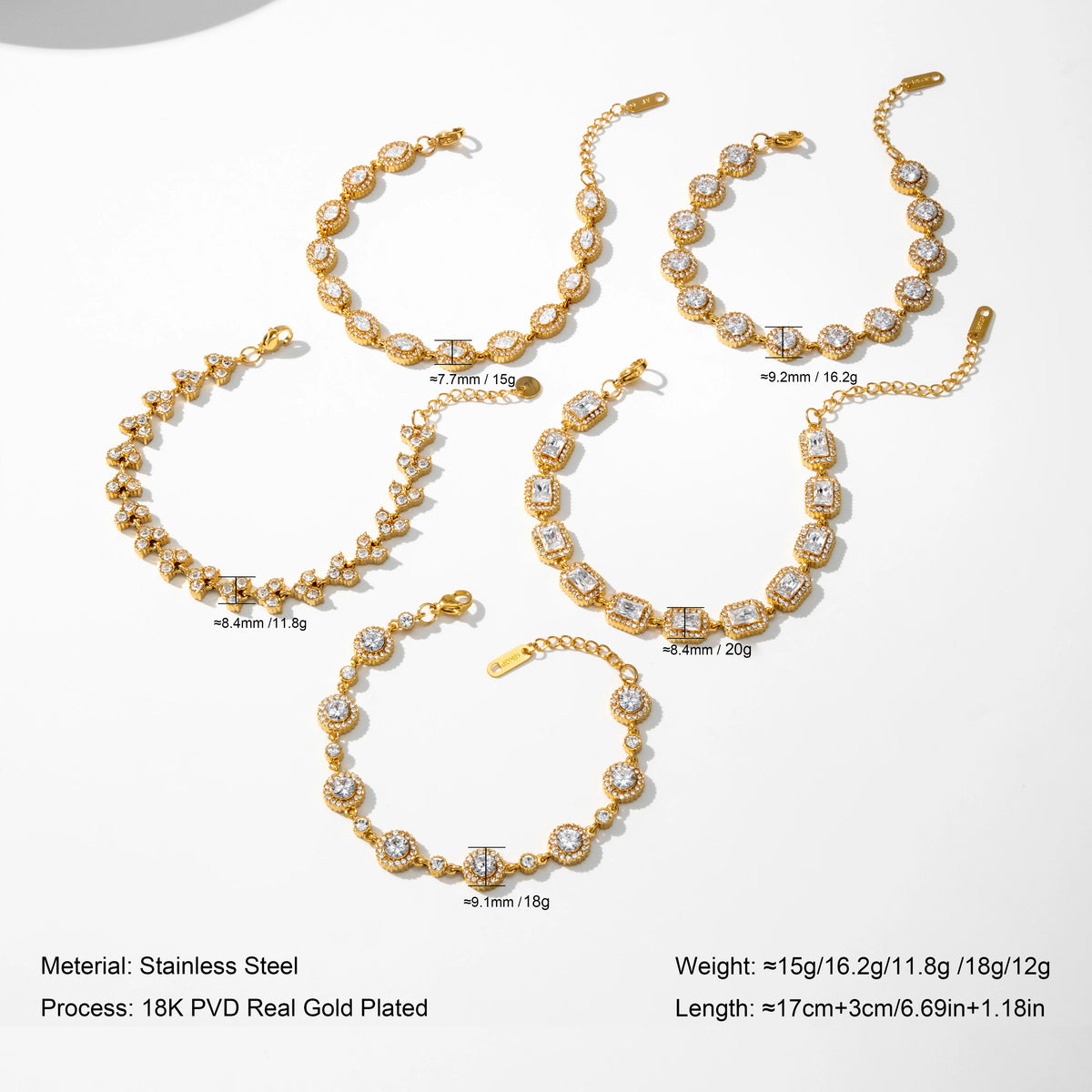 S&S 18K Gold Plated Geometric Zircon Jewellery Set | Necklace & Bracelet | S&S Collection