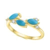 ArtistA Abiding Classic Design 925 Silver Yellow Gold Plated Turquoise Rings Stacking Synthetic Gemstone Turquoise Ring in Stock