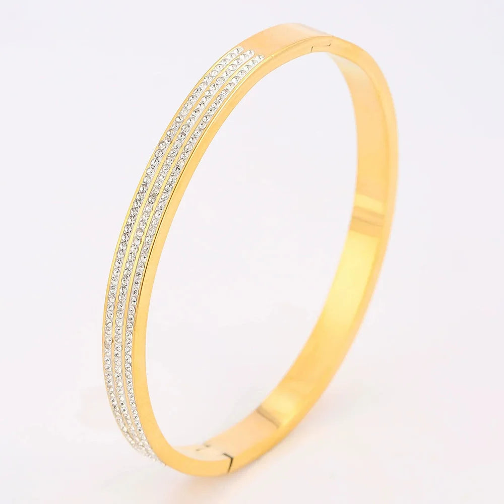 REBEL Stainless Inoxydable Stainless Steel 18K Gold Plated Roman Women Fashion Jewelry Bracelets Bangles