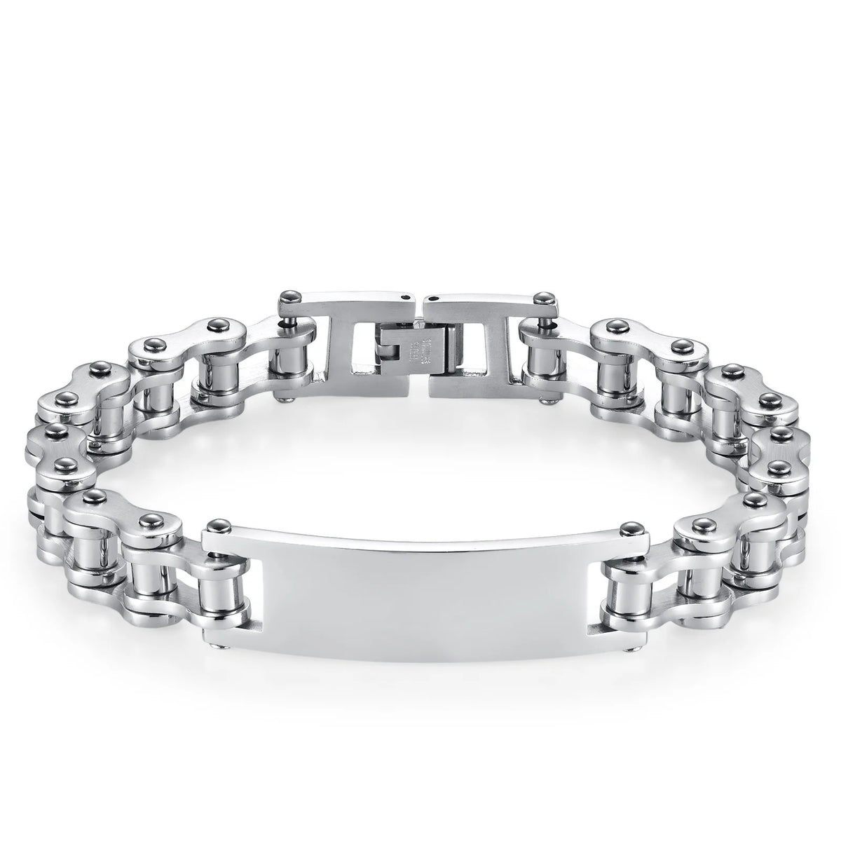 REBEL European American Trendy Titanium Steel Motorcycle Bicycle Chain Bracelets Hip-Hop Curved Geometric Stainless Steel Fashion Link