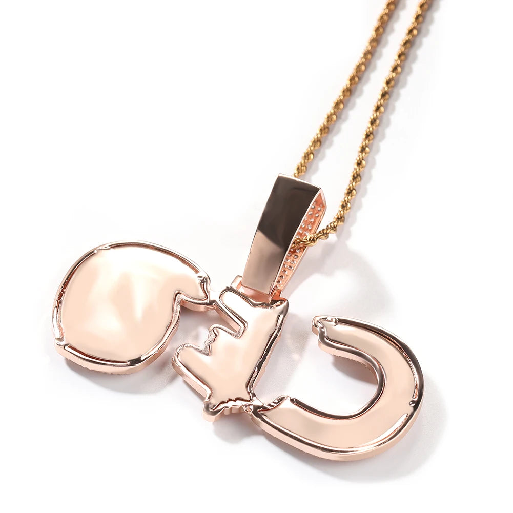 BiG-BOSS Custom Big Zircon Glitch Letter Name Personalized Pendant Men HipHop Necklace Chain Customized Heavy Rock Rapper Jewelry