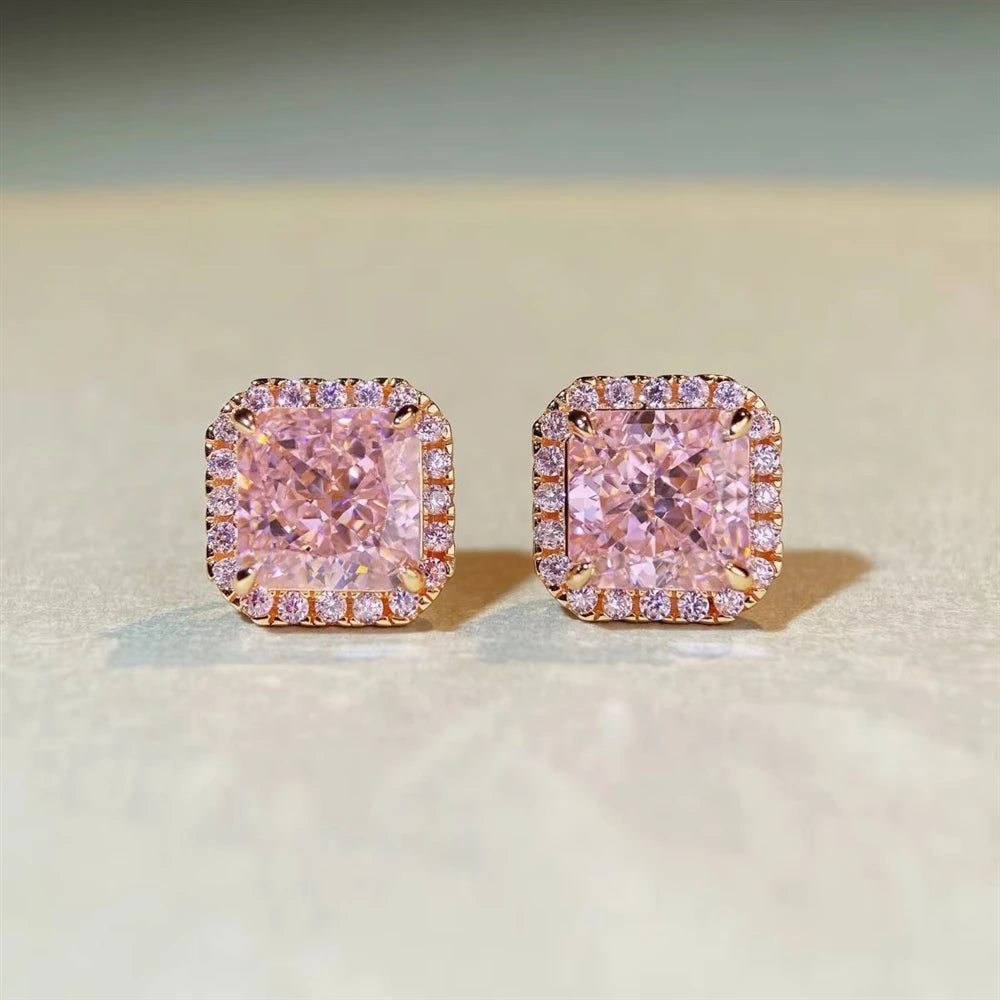 S&S Pink Zircon 925 Silver Jewellery Set | 18K Gold Plated Necklace, Earrings & Bracelet | S&S Collection