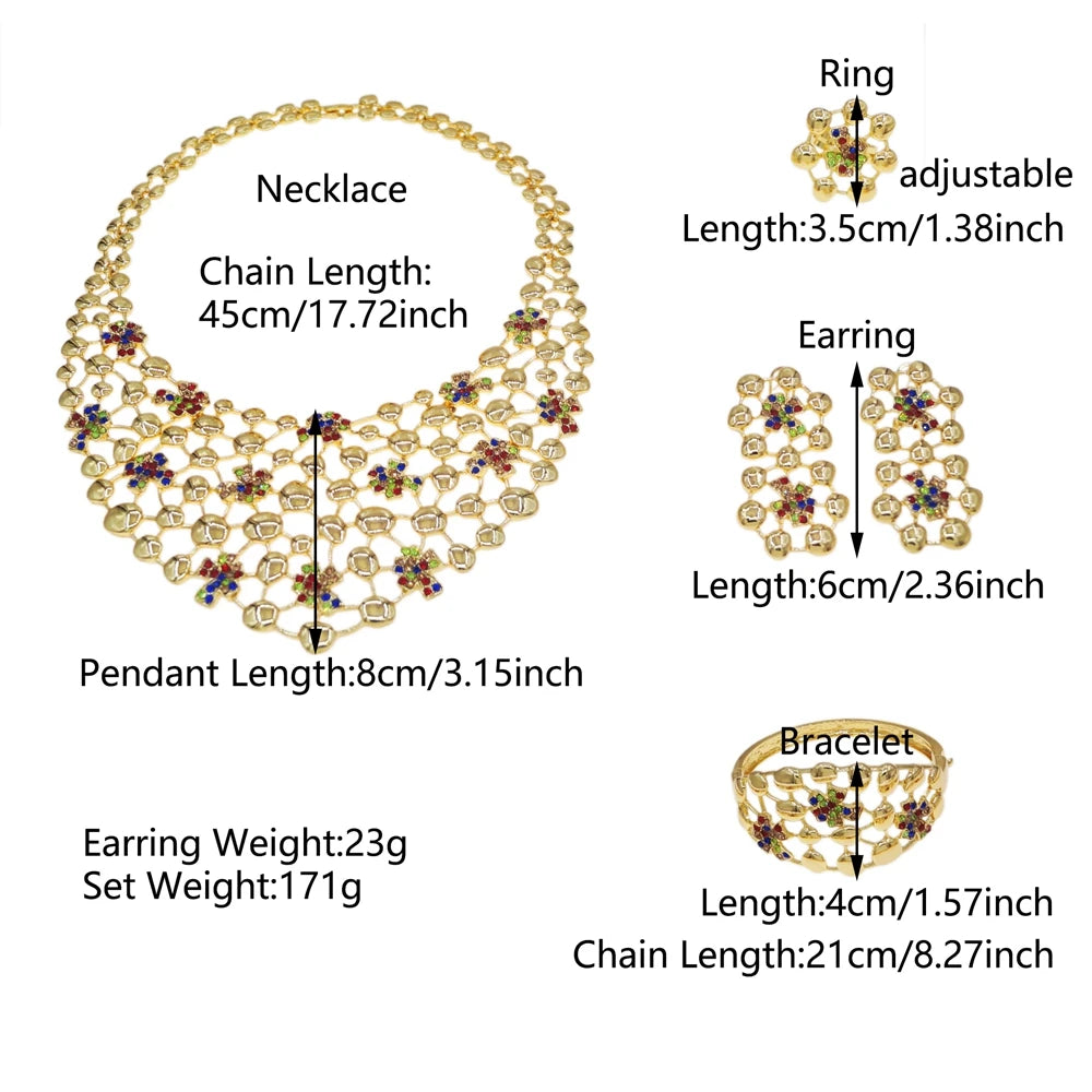 Italian Jewelry Set Alloy Brazilian Jewelry Sets Wedding Party Pendant Spiral Necklace Bracelet Ring Earrings Jewelry Set I0122