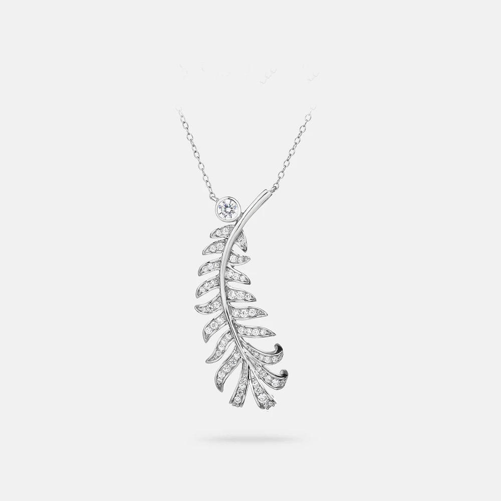 MUSHAN Jewelry Factory S925 Sterling Silver Feather Necklace  High End Accessory for Women  Is Silver Necklace