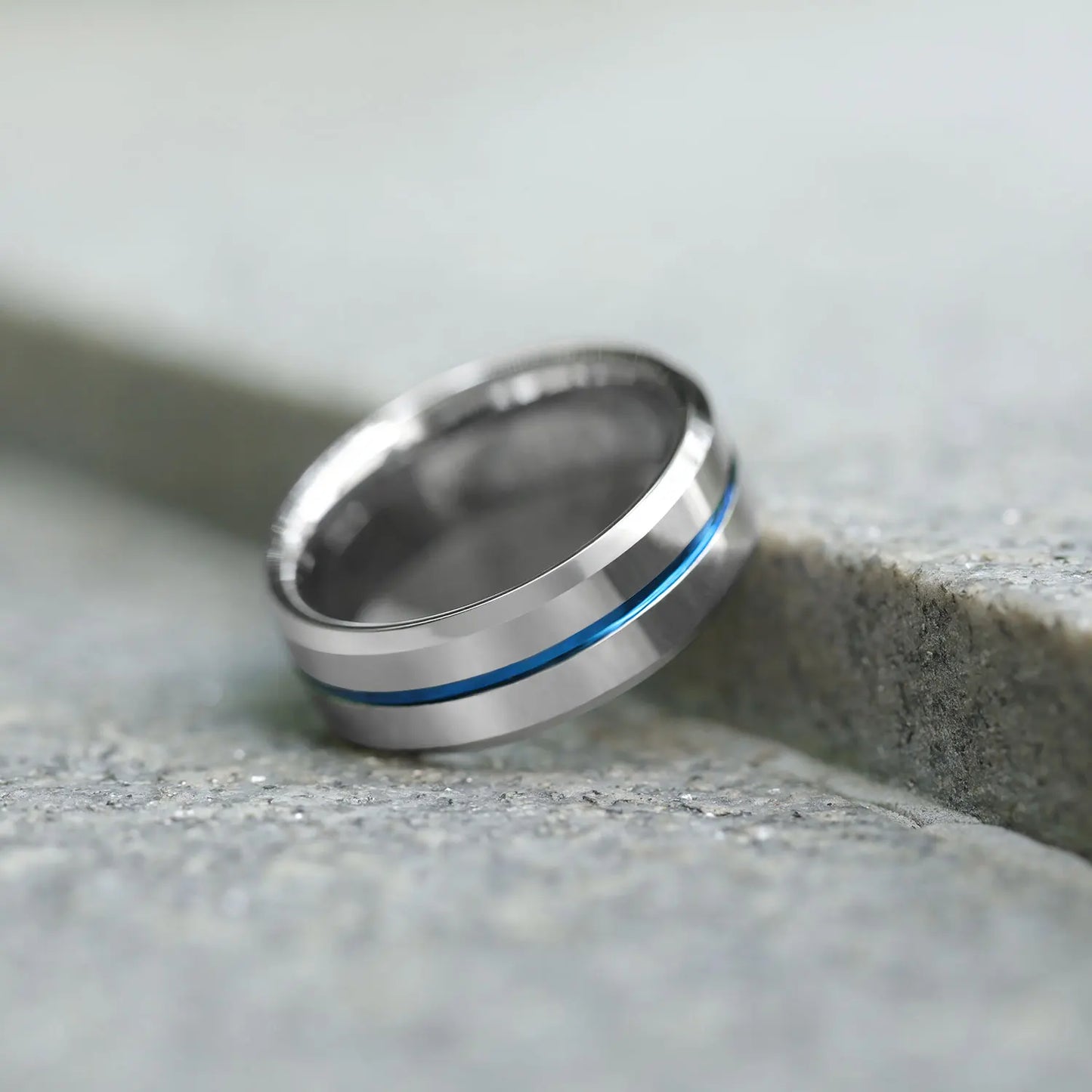 OAHLAN 8mm Black Gold Plated Tungsten Carbide Rings Blue Line Inlay Men Women Wedding Band Fashion Jewelry Customized Engraving