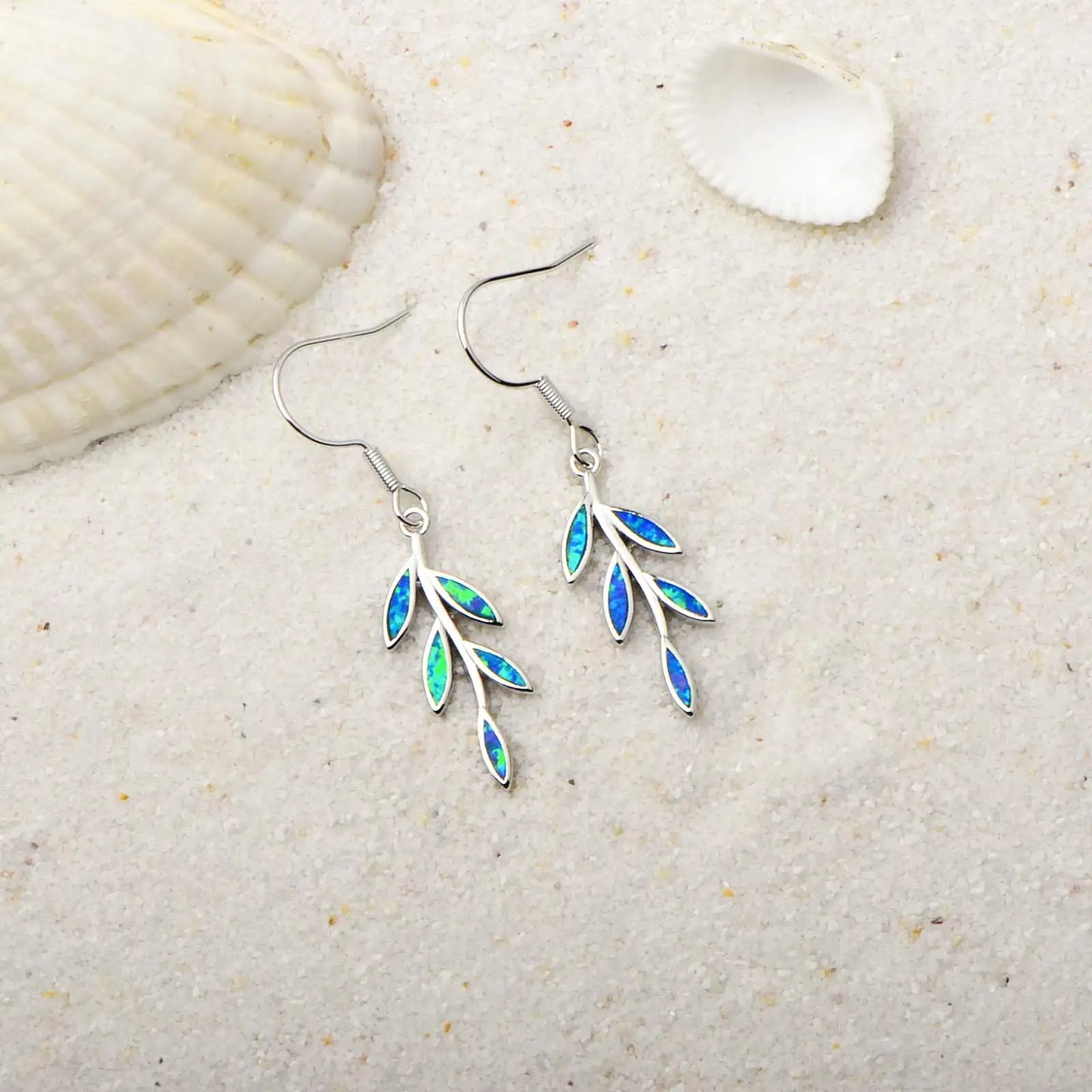 Southwestern Jewelry for Women Bohemian Plant Floral Cluster Brass Silver Plated Opal Leaves Stud Earrings