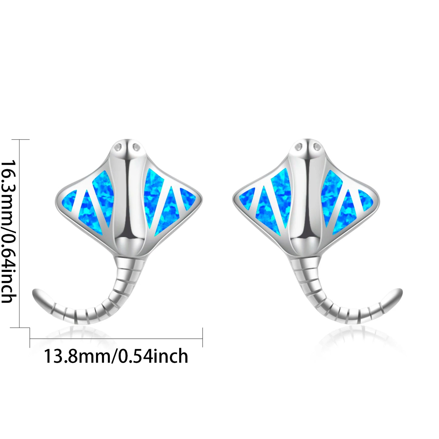 Elegant Ocean Tropical fish Opal Earrings  Dainty Studs with Inlaid Opal for Premium Style