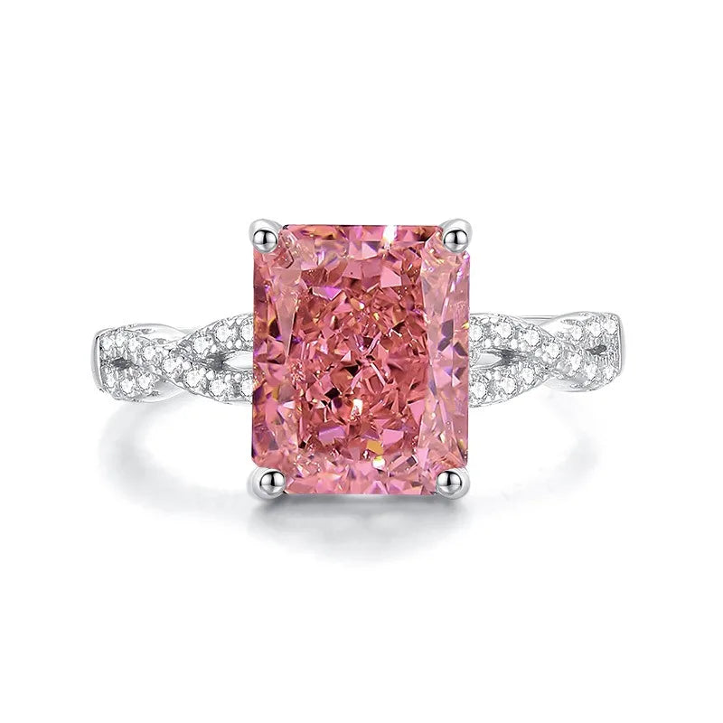 Wholesale Waterproof 5A 8A Pink Cubic Zirconia Rings 925 Sterling Silver OEM ODM Custom Factory Direct Ring Jewelry Manufacturer