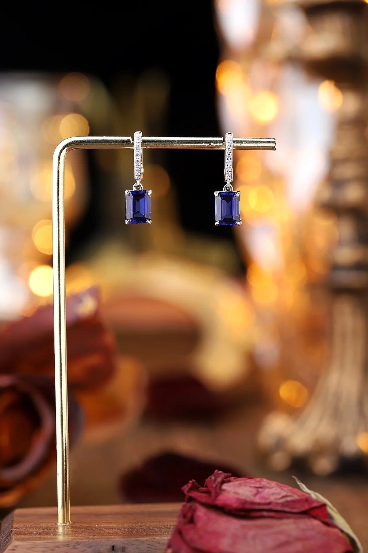 Gemfiori Anster High Quality S925 Lab Grown Sapphire Earring Stud Dainty Gemstone Stud Earrings for Women Daily Wear Gift