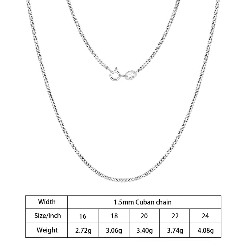 S&S 925 Sterling Silver Diamond Cut Cuban Chain Necklace | 10 Widths × 5 Lengths
