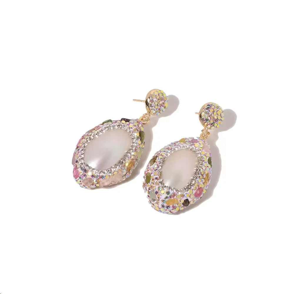 GLSEEVO Natural Freshwater Baroque Bordered Earrings Korean Style Women Luxury Jewelry Fashion Ladies and Girls Gift