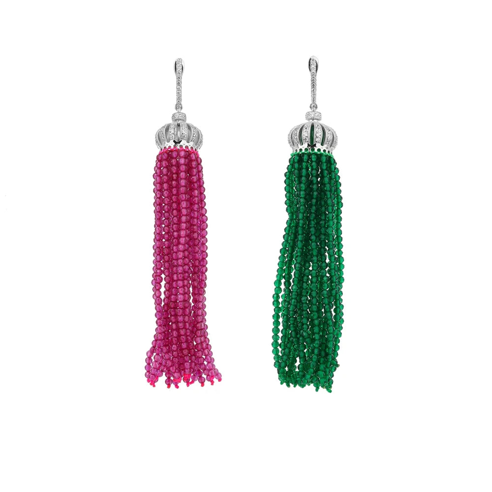 MUSHAN Jewelry Factory S925 Sterling Silver Earrings Tassel Earrings Women Ab Style Earrings Niche and High End Accessory