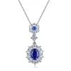 Gemfiori Statement Pendant Customized Jewelry Lab Grown Sapphire Rhodium Plated Chains Sterling Silver 925 Vintage Diamond for Her Gift