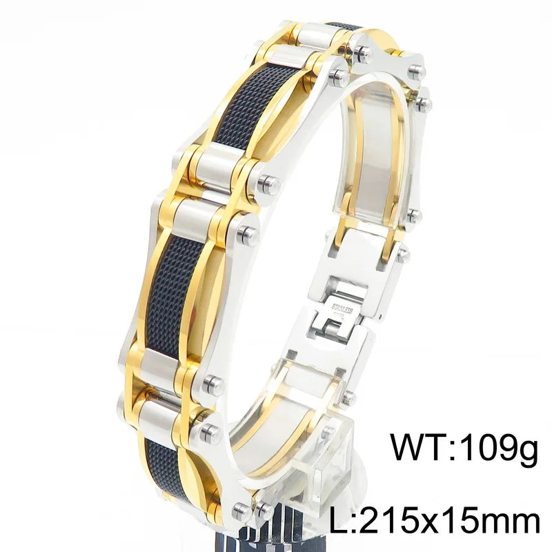 KALEN Stainless Steel Jewelry Fashion Bracelets Bike Chain Links Bracelet Homme for Men