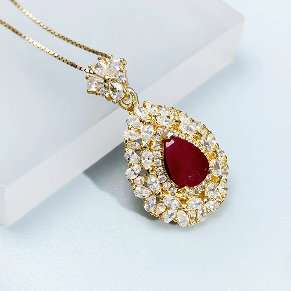 Gioiellieri Ruby Pendant for Necklace with Natural Red Gemstone 925 Sterling Silver July Birthstone Fine Jewelry Luxury Engagement Wedding