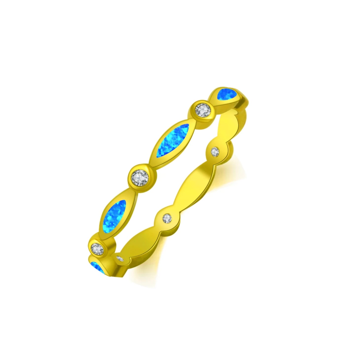 Elegant Double-Heart Opal Promise Ring -& CZ Paved Band | Romantic Daily Jewelry Bulk Gifts