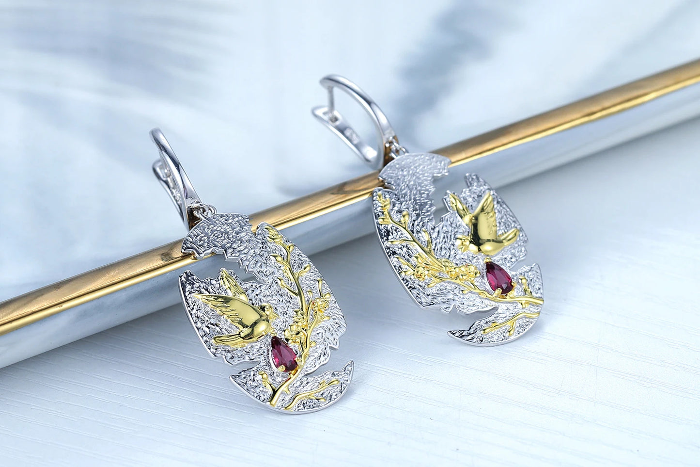 C7942 Abiding Fine Jewelry Factory Natural Inspired Designer Collection Sterling Silver Natural Rhodolite Garnet Jewellery Set