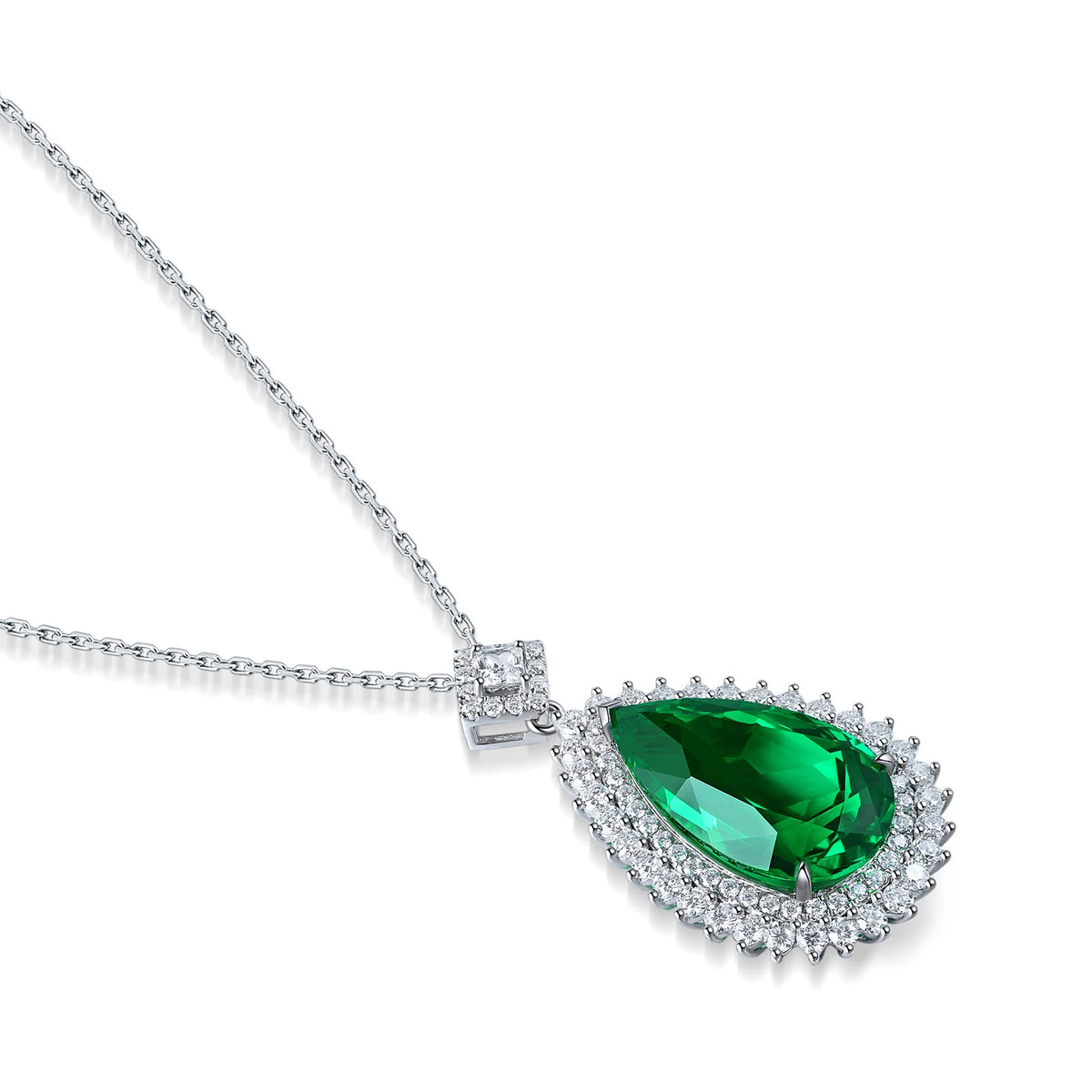 Gemfiori 19*12mm 9.9ct Pear shape Lab Hydro emerald 18k gold Fashion Pendant necklace from Shenzhen custom Gemfiori Wuzhou Gems