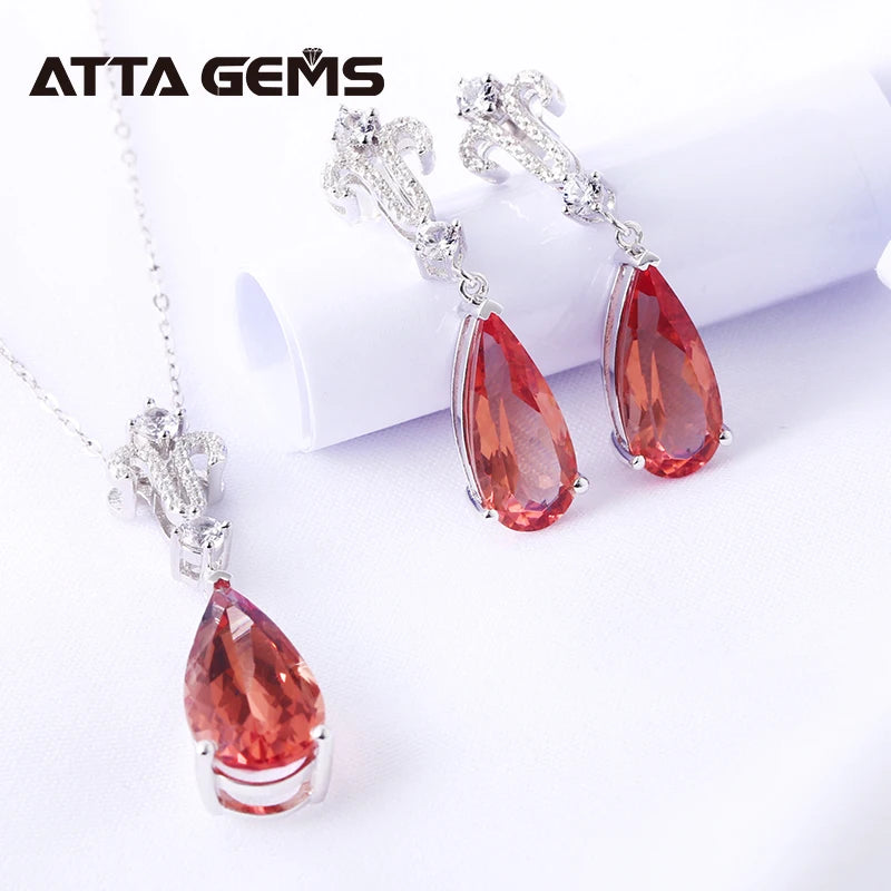 925Sterling Silver Zultanite Jewelry Set Pear Cut Created Sultanite S925 Romantic Style Diaspore Jewelry for Wedding Anniversary