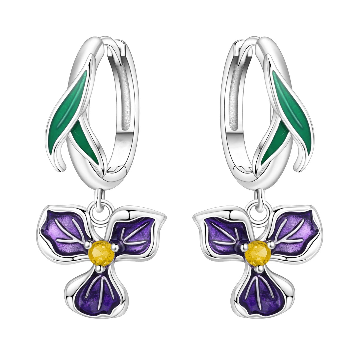 S&S Silver Plated Zircon Flower Drop Earrings | 16 Colours