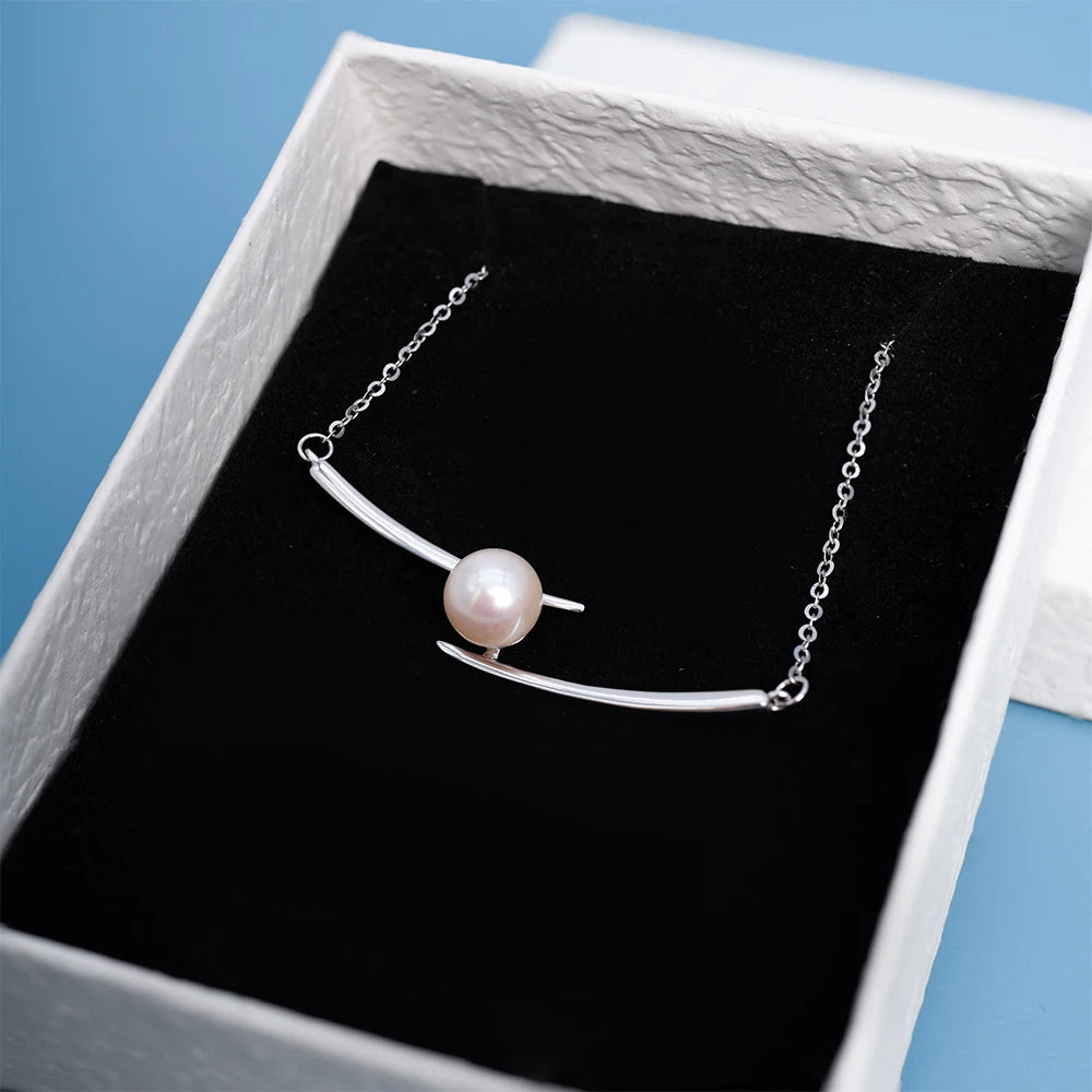 Akoya Pearl Platinum Plated NGTC Certified AAAAA Natural Seawater Round Pearl 925 Silver Unisex Fashion Necklace