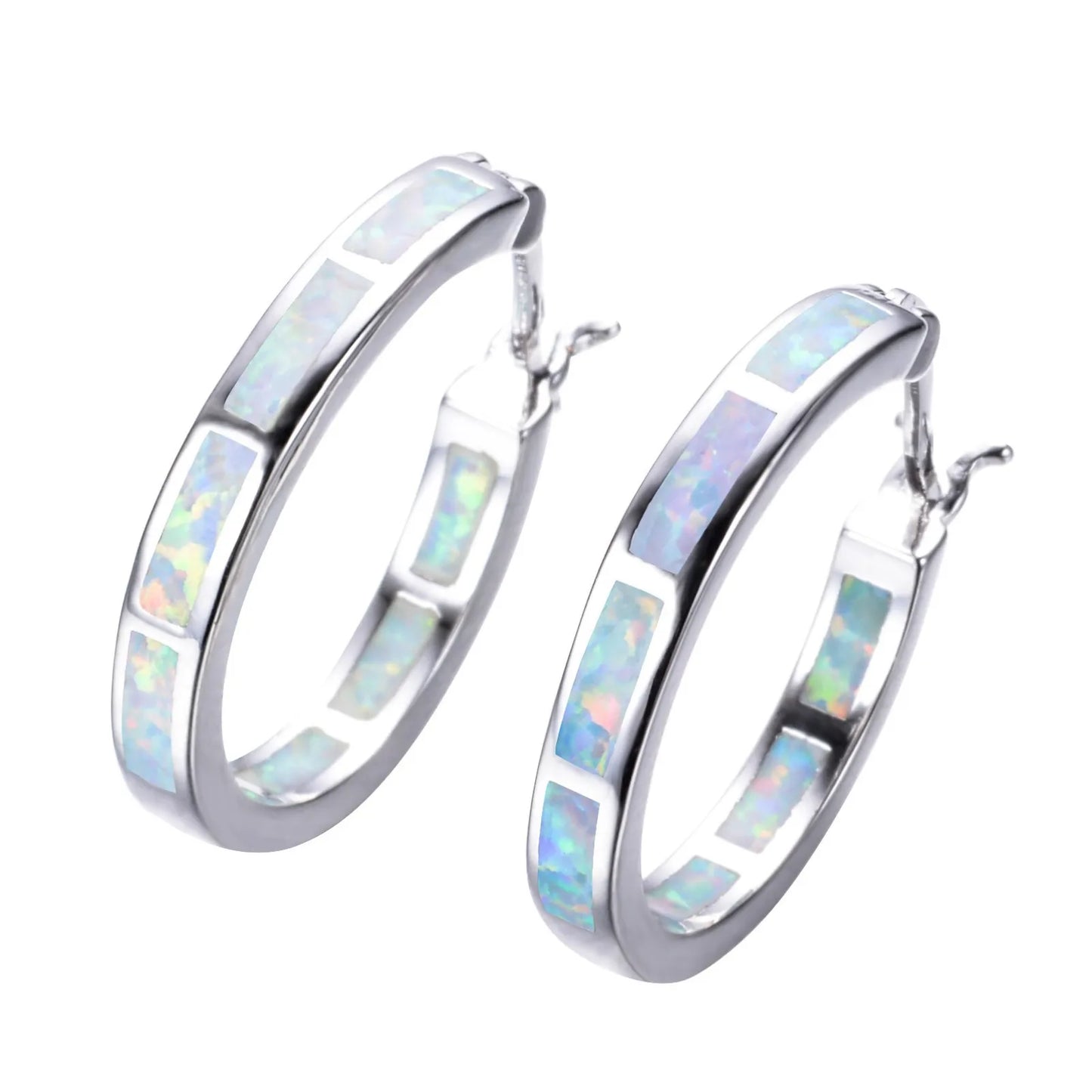 Tiktok Ins Hot Brass Geometric Bohemian Christian Blue Opal Drop Earrings Gift for Women