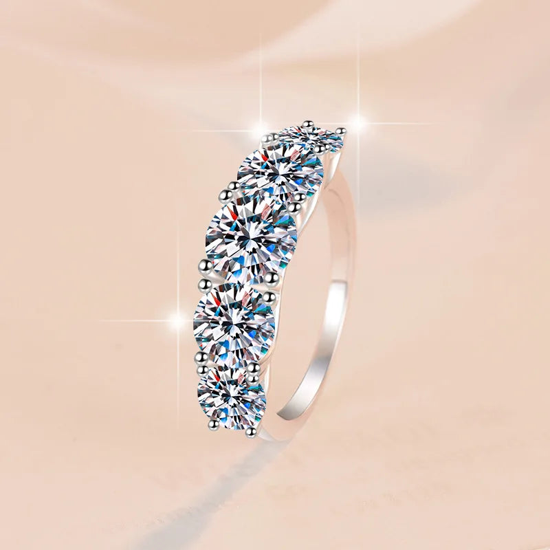 Fine 3.6CT VVS1 D Moissanite Row Rings 925 Sterling Silver Jewelry Pass Diamond Tester Colored Moissanite Rings for Women