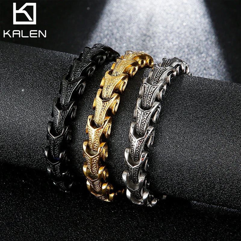 KALEN Punk Bigiotteria in Stainless Steel Bracciali Uomo Acciaio Inox Man Moda Bracciali
