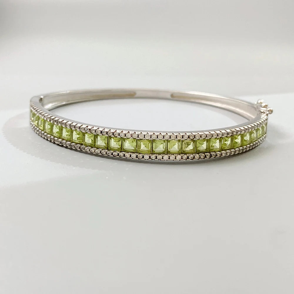 Gioiellieri Natural Peridot Bracelet with S925 Sterling Silver for Women Elegant Green Gemstone Jewelry August Birthstone Healing Fine Gift