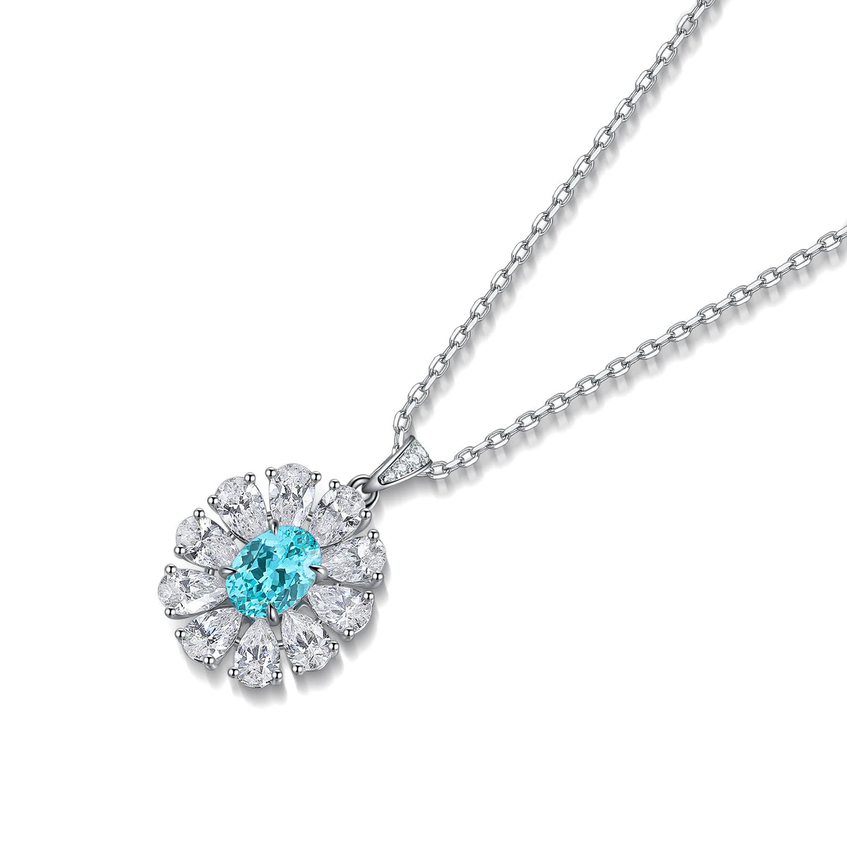 Gemfiori Anster 925 Sterling Silver High-quality Cultivated Paraiba Necklace - Suitable for Parties or As a Gift