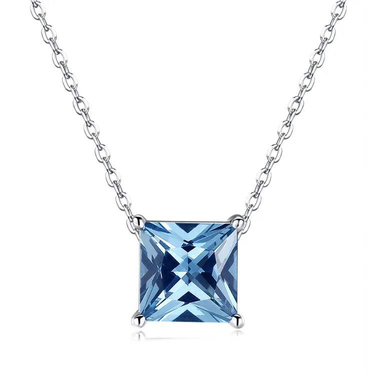 S&S 925 Silver CZ Birthstone Charm Pendant Necklace | Claw-Set Zirconia | 12 Styles
