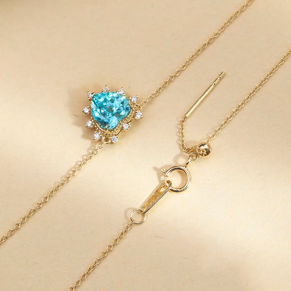 Custom Fine Jewelry MSN-913 18K Yellow Gold Necklace Chain Heart Shape Lab Grown Gemstone Necklace