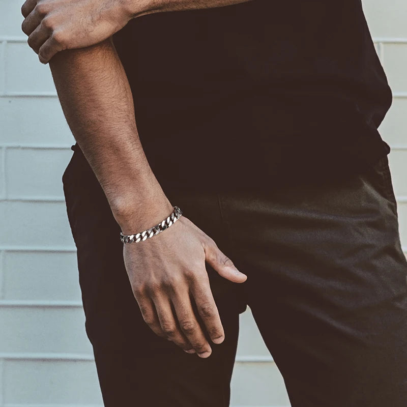 BiG-BOSS BSB105 RINNTIN Solid 925 Sterling Silver Italian Diamond-Cut 5mm Cuban Link Curb Chain Bracelet for Men
