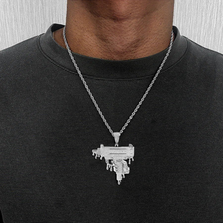 BiG-BOSS Factory Direct Sale Party Gift Hip Hop Style Uzi Gun Charm Pendant Men's Chilled Pistol Gun Pendant for Men