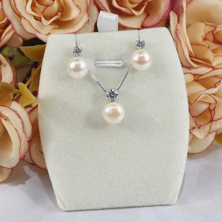 Fashion Natural Freshwater Pearl Real Pearl Jewellery Set Fresh Water Cultured Pearl Jewelry Set 925 Silver