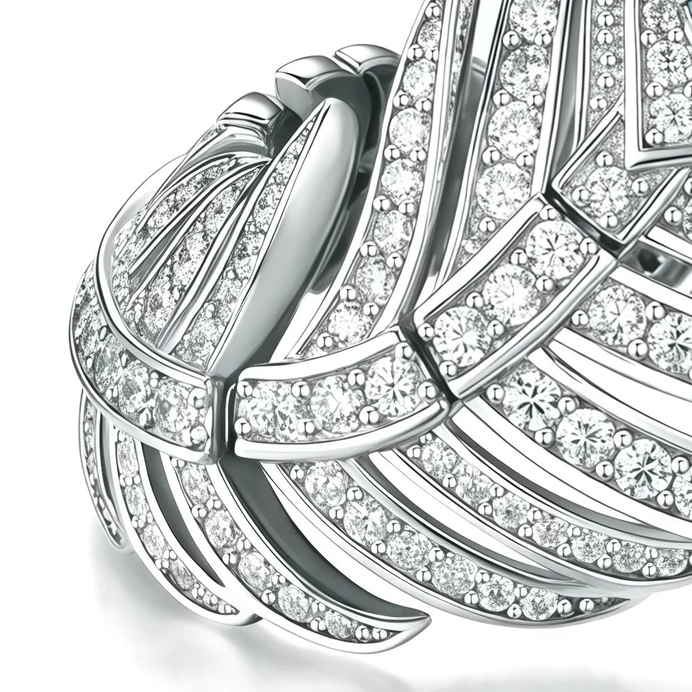 MUSHAN Luxury Jewelry 925 Sterling Silver Rings Feather Band High Carbon Diamond Aquamarine Rhodium Plated Women Wedding Ring