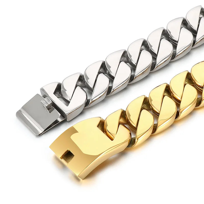 S&S European American Hip-Hop Fashion Coarse Cuban Chain Necklace Men Women 316L Stainless Steel Bracelet