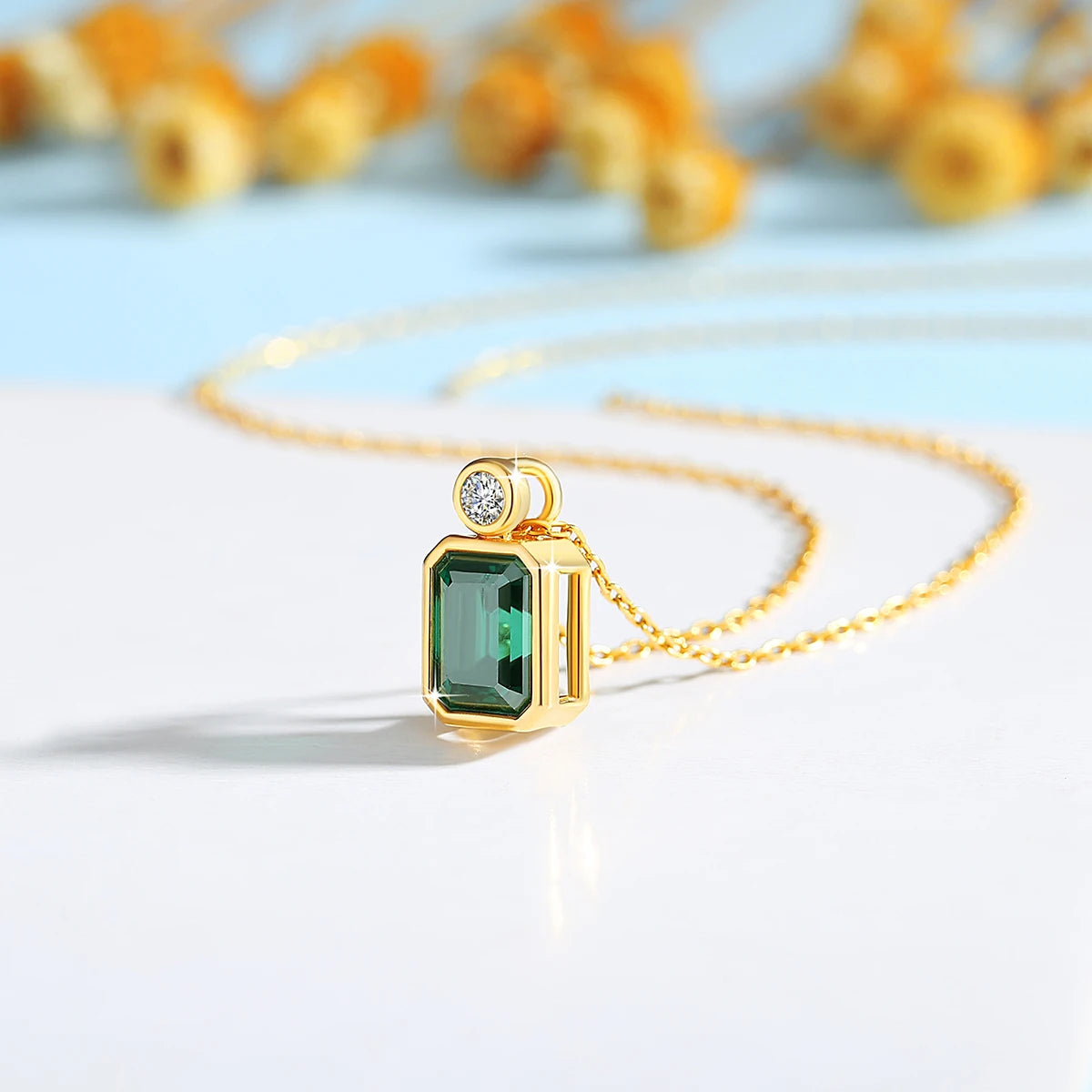 Gioiellieri Luxury Fine Jewelry Woman Engagement New Year Gift 2 Carat 3 Carat Emerald Moissanite Pendant 14K Gold AU585