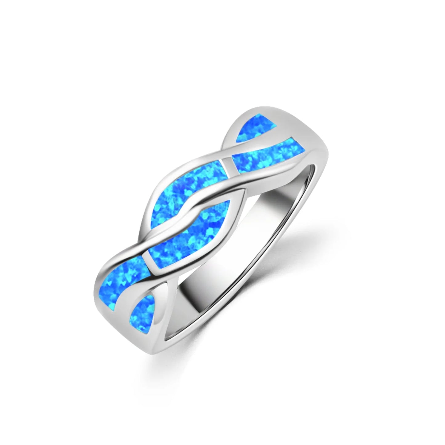 Elegant Circle Diamond Design Opal Promise Ring - Iridescent Opal & CZ Paved Band | Romantic Daily Jewelry Bulk Gifts