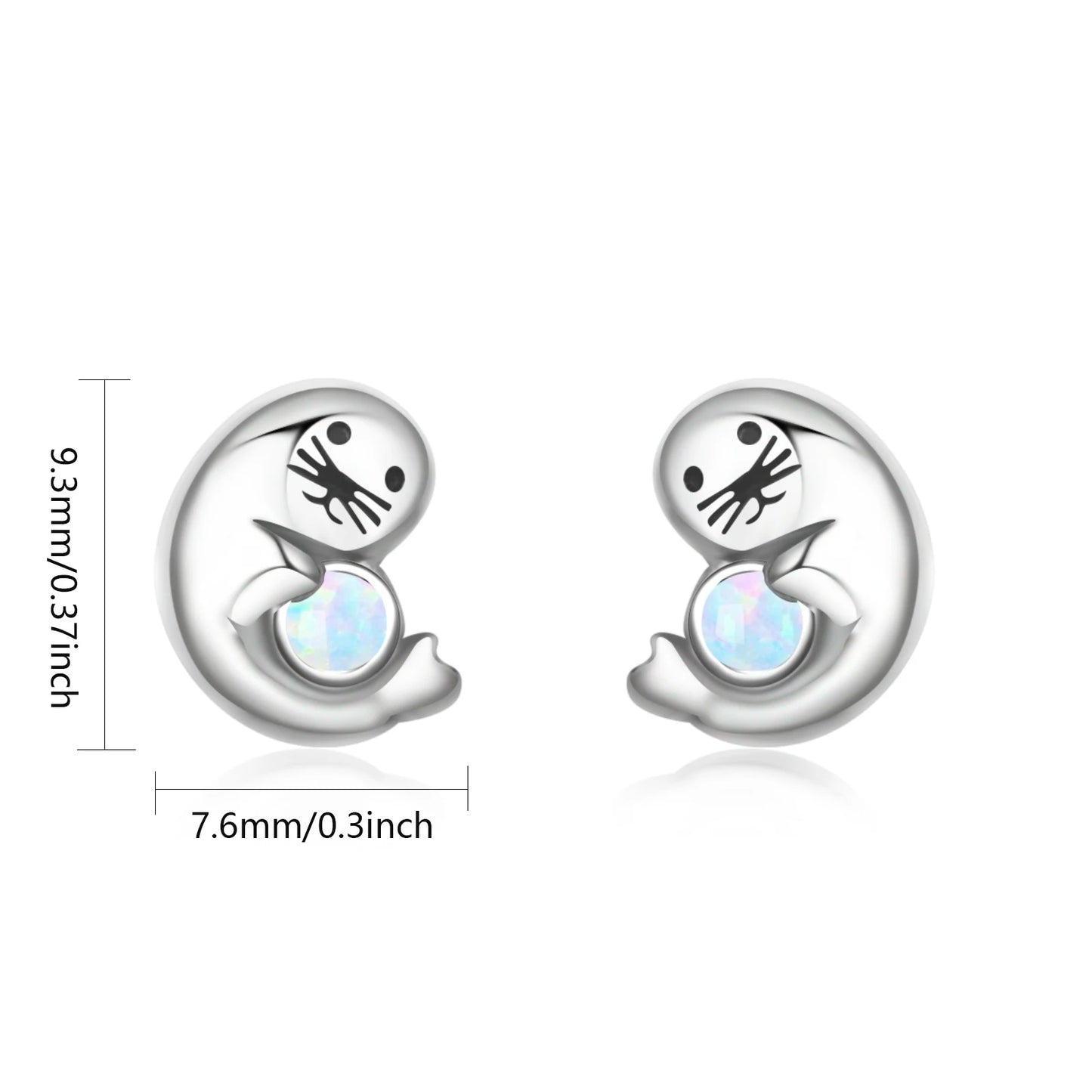 Aobao Silver Plated Brass Opal Christian Animal Stud Earrings Bohemian Style Women's Gift