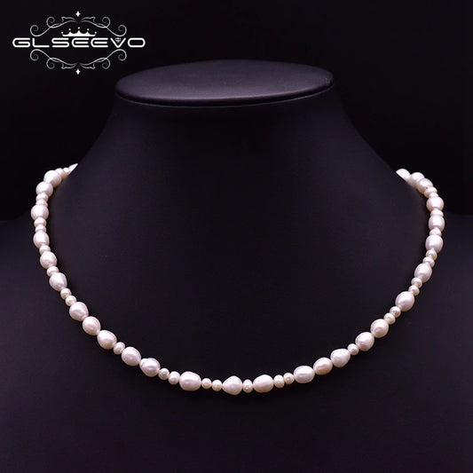 Fresh Water White Pearl Necklace for Woman Girls Wedding Party Jewelry